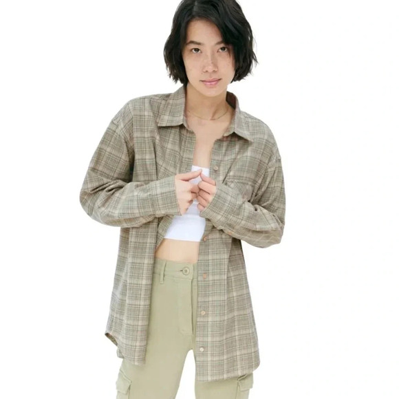 Aritzia Wilfred Free Marta Button-Up | Terracotta & Rust Orange Plaid Size 1/ XS - Picture 8 of 10